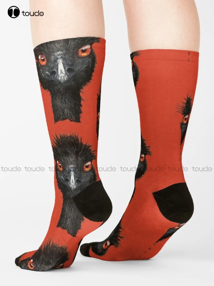 Divertente Emu Bird - Cool Emu Illustration Socks Calzini Da Palestra Cartoon Comodo Best Girls Sports 360 ° Digital Print Calzino Regalo Personalizza