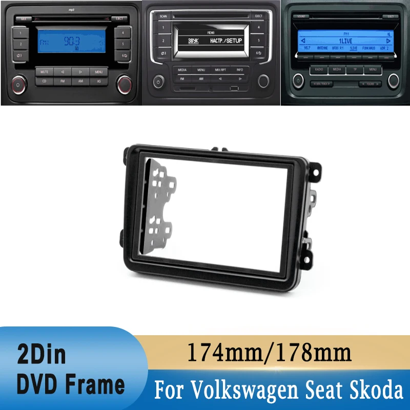 2 Din Auto Radio Plancia Telaio Dvd Dash Interior Trim Per Volkswagen Vw Touran Caddy Seat Skoda Fabia Octavia 2