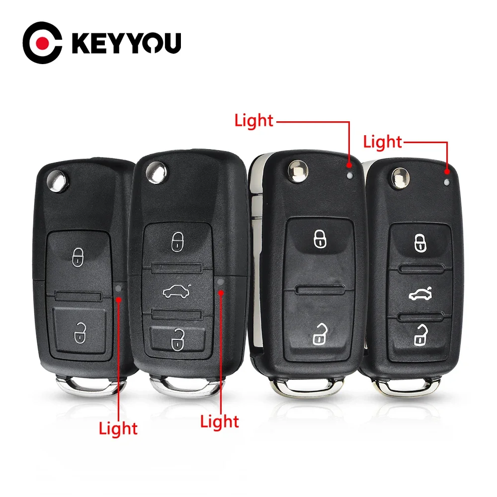 Keyyou 2/3 Bt Flip Remote Key Shell Case Per Vw Volkswagen Tiguan Golf Sagitar Polo Mk6 Caddy Passat B6