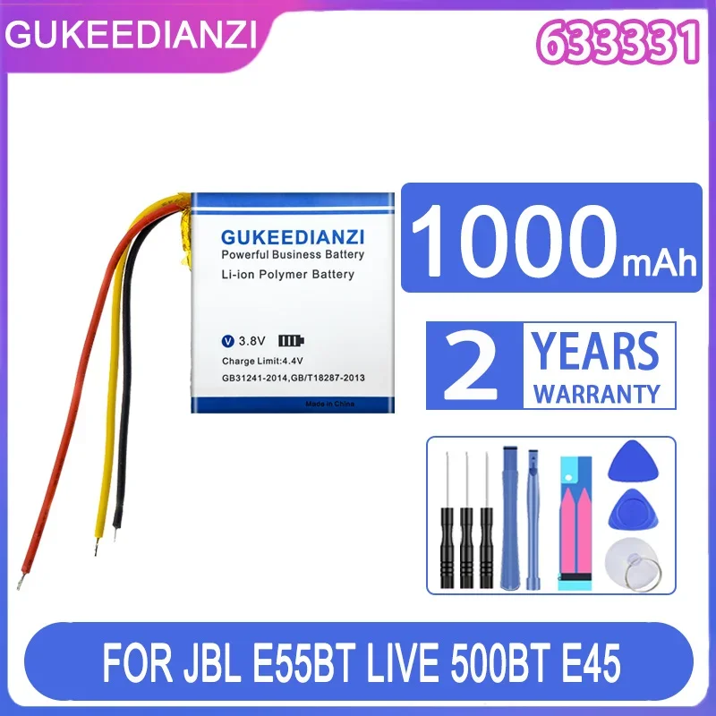 Gukeedianzi Batteria Di Ricambio 633331 (3 Linee) (753030) 1000Mah Per Jbl Mp3 Mp4 E55Bt Live 500Bt E45 Dvr Guida