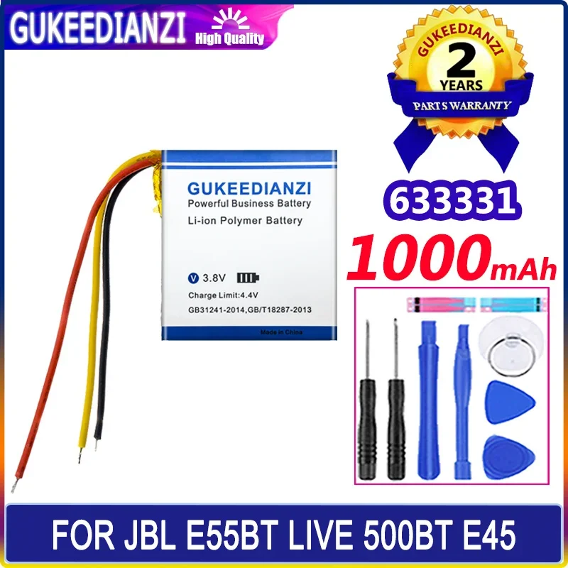 Gukeedianzi Batteria 633331 (3 Linee) (753030) 1000Mah Per Jbl Mp3 Mp4 Dvd E55Bt Live 500Bt E45 Batteria Di Guida