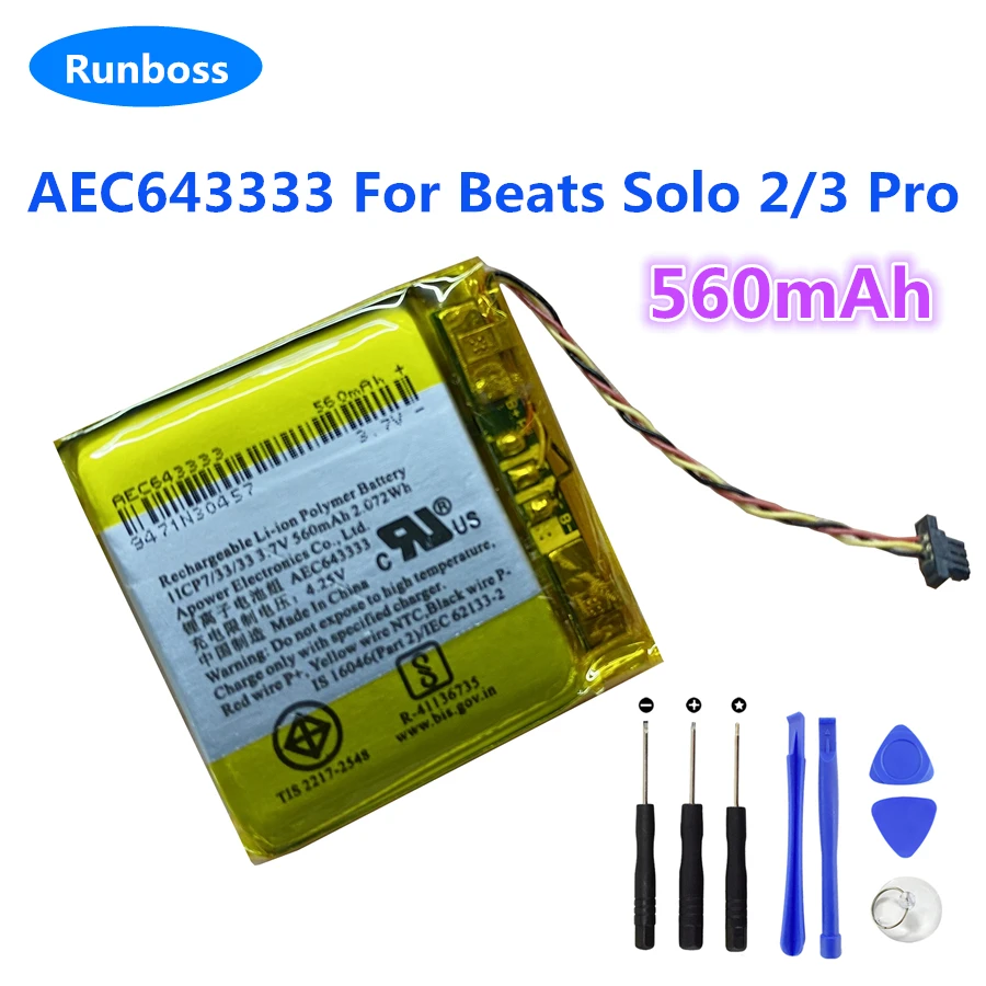Batteria Di Ricambio Per Cuffie Aec353535 Aec643333 Per Beats Solo 2.0 3.0 2/3 Pro Nuova Batteria Beats Solo2 Solo3 Pro Wireless