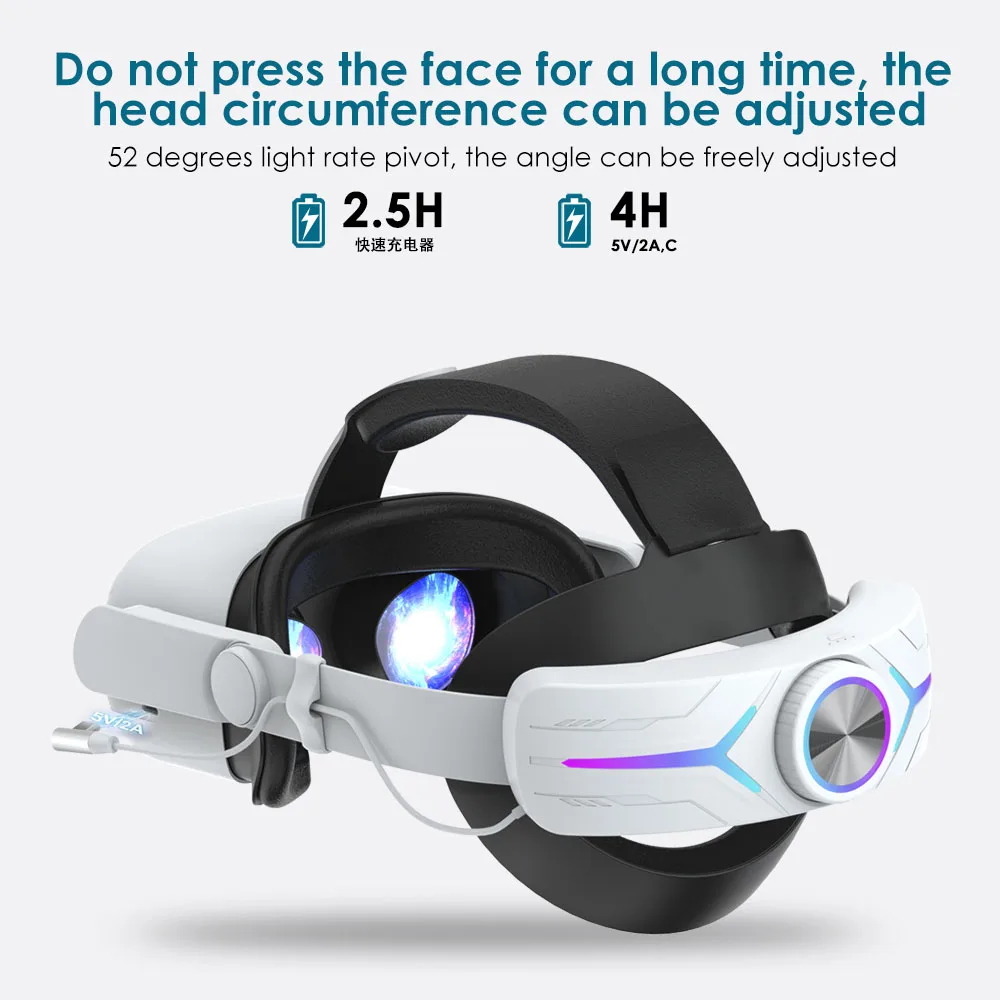Per Oculus Quest2 Vr Virtual Reality 3D Glasses Box Stereo Gaming Con Cool Light Bands Headset 3D Helmet Accessori Vr