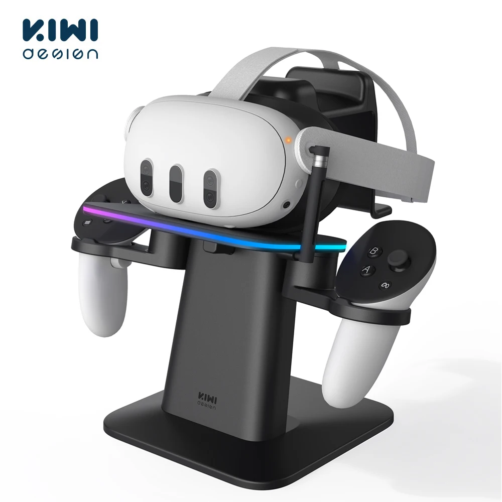 Kiwi Design Rgb Supporto Di Ricarica Verticale Per Meta Oculus Quest 3/Quest 2/Quest Pro Accessori Meta Ufficiale Co-Branded