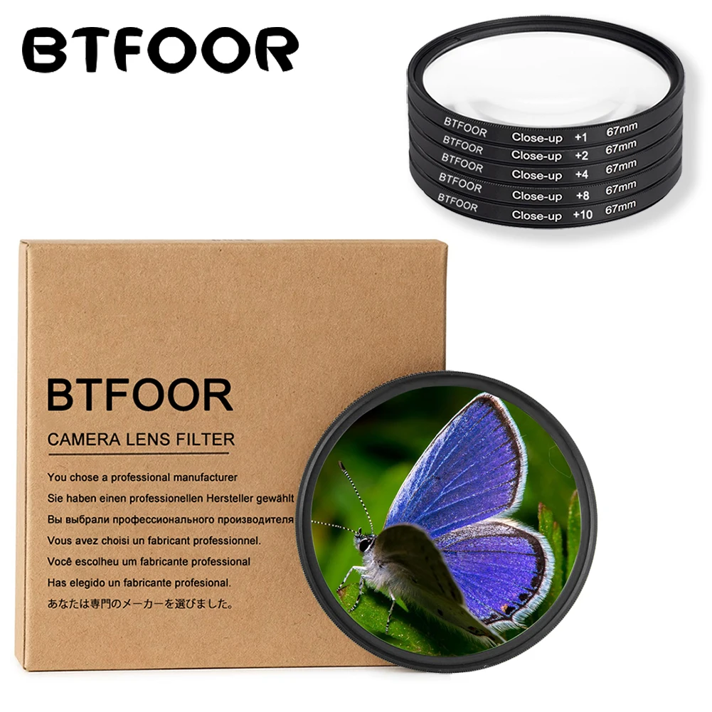 Btfoor Macro Close Up Filtro 49 52 55 58 67 72 77 82 Millimetri Per La Macchina Fotografica Canon Lens Eos M50 250D 6D 600D Nikon D3200 D3500 Sony A60