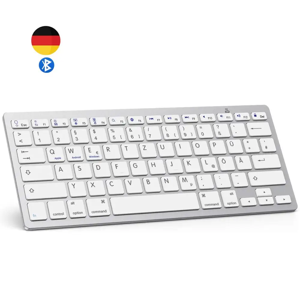 German Qwertz Layout Bluetooth Keyboard Light Portable Slim Deutsche Wireless Tastatur Per Iphone Ios Android Windows Smart Tv