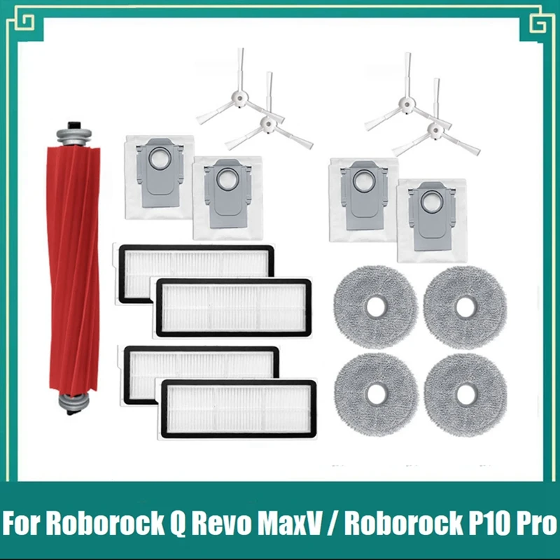 17 Pz Per Roborock Q Revo Maxv / Roborock P10 Pro Robot Aspirapolvere Sostituzione Spazzola Laterale Principale Filtro Mop Panni Sacchetto Della Polve