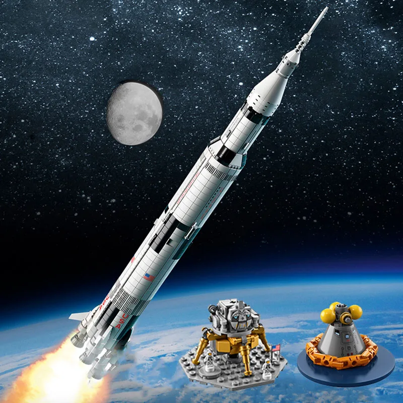 2009 Pz Apollo Saturn V Building Blocks Mattoni Modello Compleanno Regali Di Natale Giocattoli Compatibili 21309 92176 37003