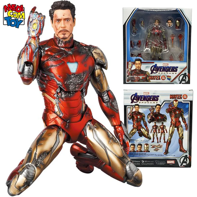 In Magazzino Originale Medicom Toy Avengers Endgame Mafex No.195 Iron Man Mark 85 Mk85 Battle Danneggiato Mafex195 Action Figure Toy