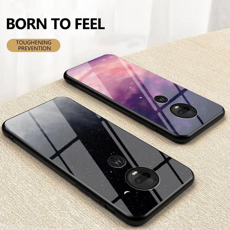 Custodia Per Telefono In Vetro Cielo Stellato Di Lusso Per Motorola G7 Play Plus Custodia In Vetro Temperato Per Moto G7 Power One Zoom Coque Fundas