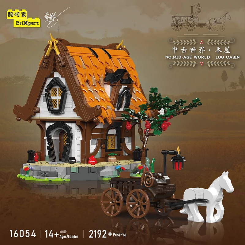 Creative Expert Edifici Modulari Moc Medievale Midage World Wood Log Cabin Model 2192Pcs Building Blocks Brick Puzzle Toys Gift