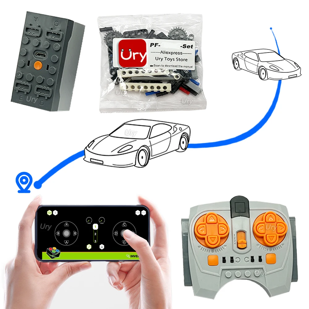 Expert Rc Technical Car Power Function Moc Motor Upgrade Parts Per 42126 App Control Li-Battery Blocks Toys For