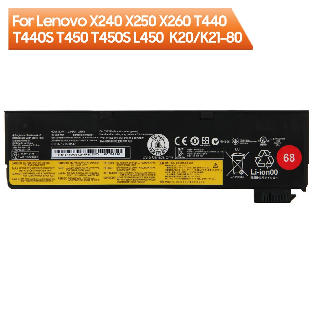 Original Replacement Laptop Battery For Lenovo Thinkpad X240 X250 X260 X270 T440 T450S T450S T460 K2450 W550S 45N1136 45N1737
