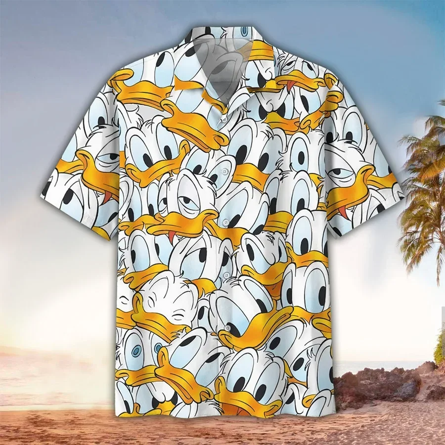 Camicia Hawaiana Donald Duck Disney, Camicia Shirthian Donald Duck Fiori, Camicie Da Spiaggia Aloha, Camicia Estiva Disney