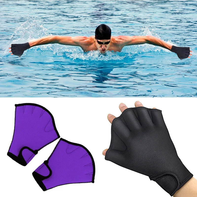 1 Paio Di Guanti Da Nuoto Fitness Acquatico Resistenza All'Acqua Aqua Fit Paddle Training Guanti Senza Dita