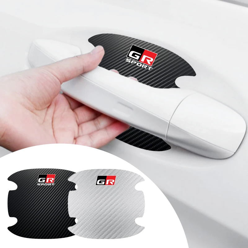 Car Door Bowl Pellicola Antigraffio Maniglia Proteggi Adesivo Per Toyota Gr Gazoo Racing Logo Camry Corolla Yaris Rav4 Chr Prius Aqua
