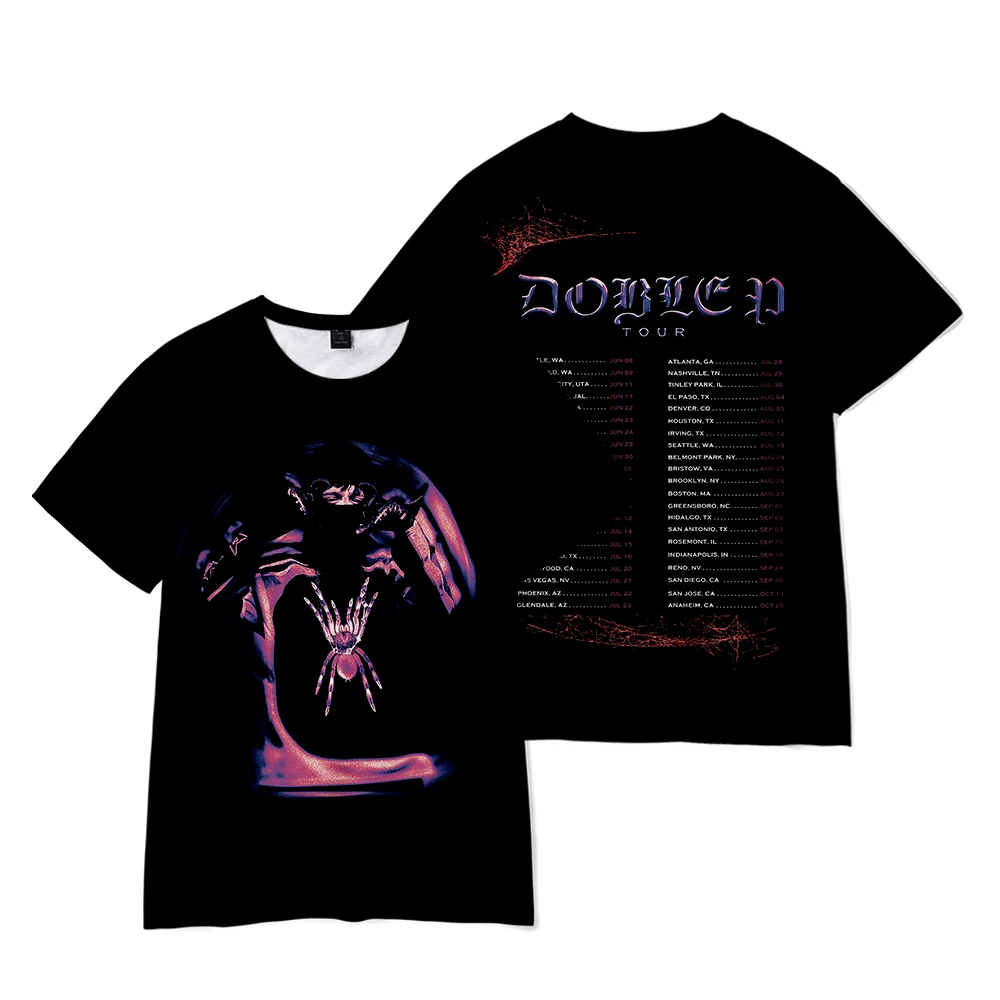 Peso Pluma Manica Corta 2023 Doblep P Tour Spider Tee Rapper Merch Print T-Shirt Unisex Stile Hiphop
