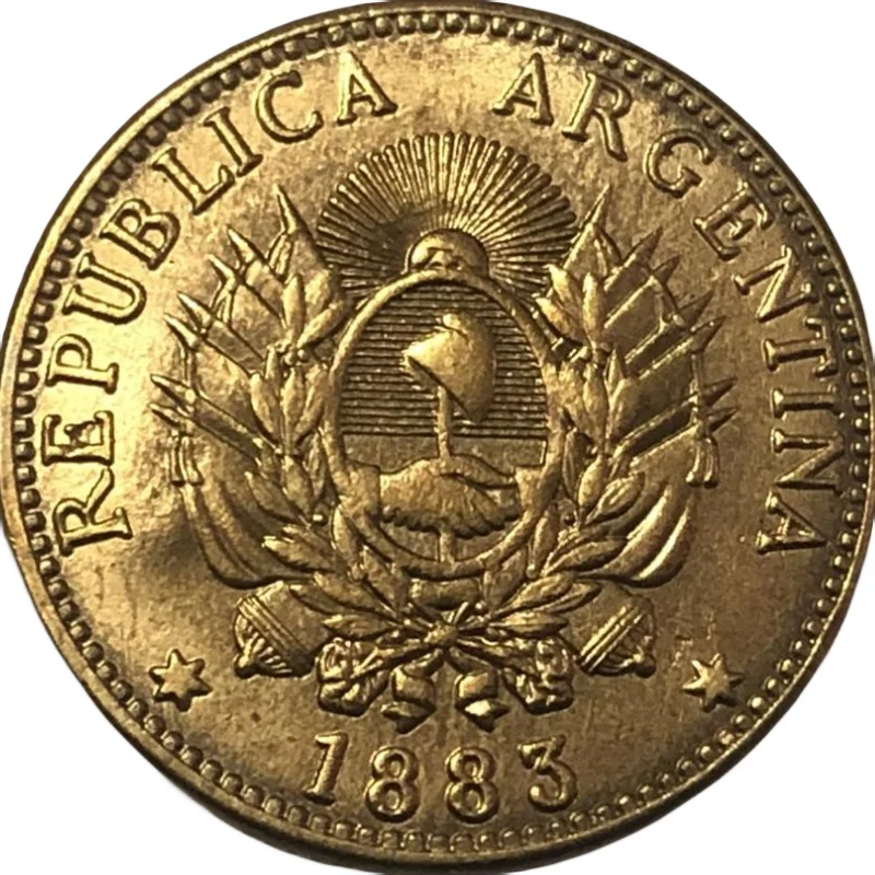 1883 Argentina 5 Pesos/1 Argentino Oro Copia Coin 22 Millimetri