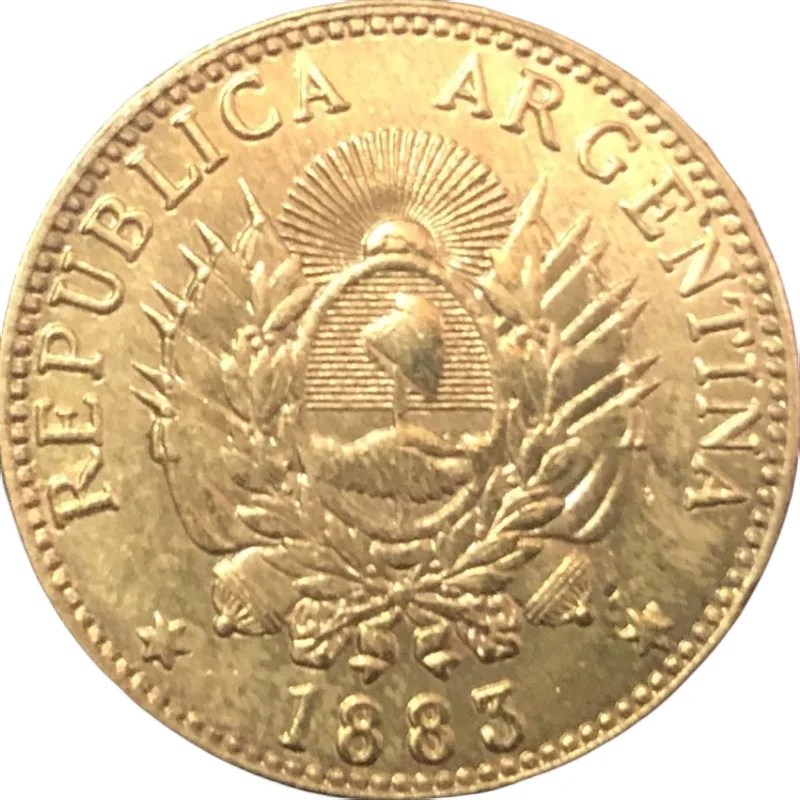 1883 Argentina 5 Pesos/1 Argentino Oro Copia Coin 22 Millimetri