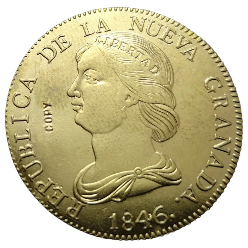 1846 Colombia 16 Pesos (Repubblica Di Nueva Granada) Oro Copia Coin