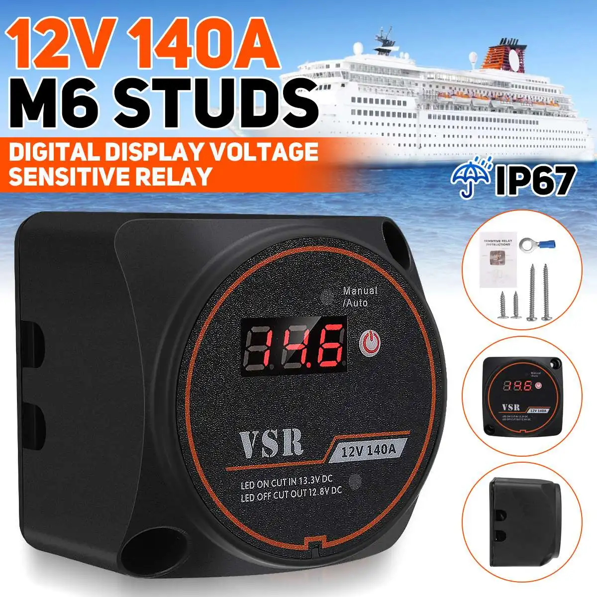 Doppia Batteria Display Digitale Isolatore Relè Protezione Tensione Sensibile Split Charge 12V 140A Per Camper Car Rv Yacht Steamer