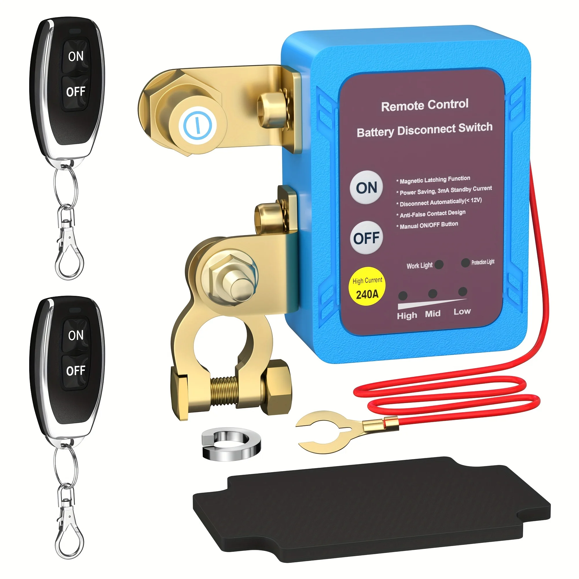 Wireless Dual Remote Car Battery Disconnect Relay Master Kill Cut-Off Switch 12V