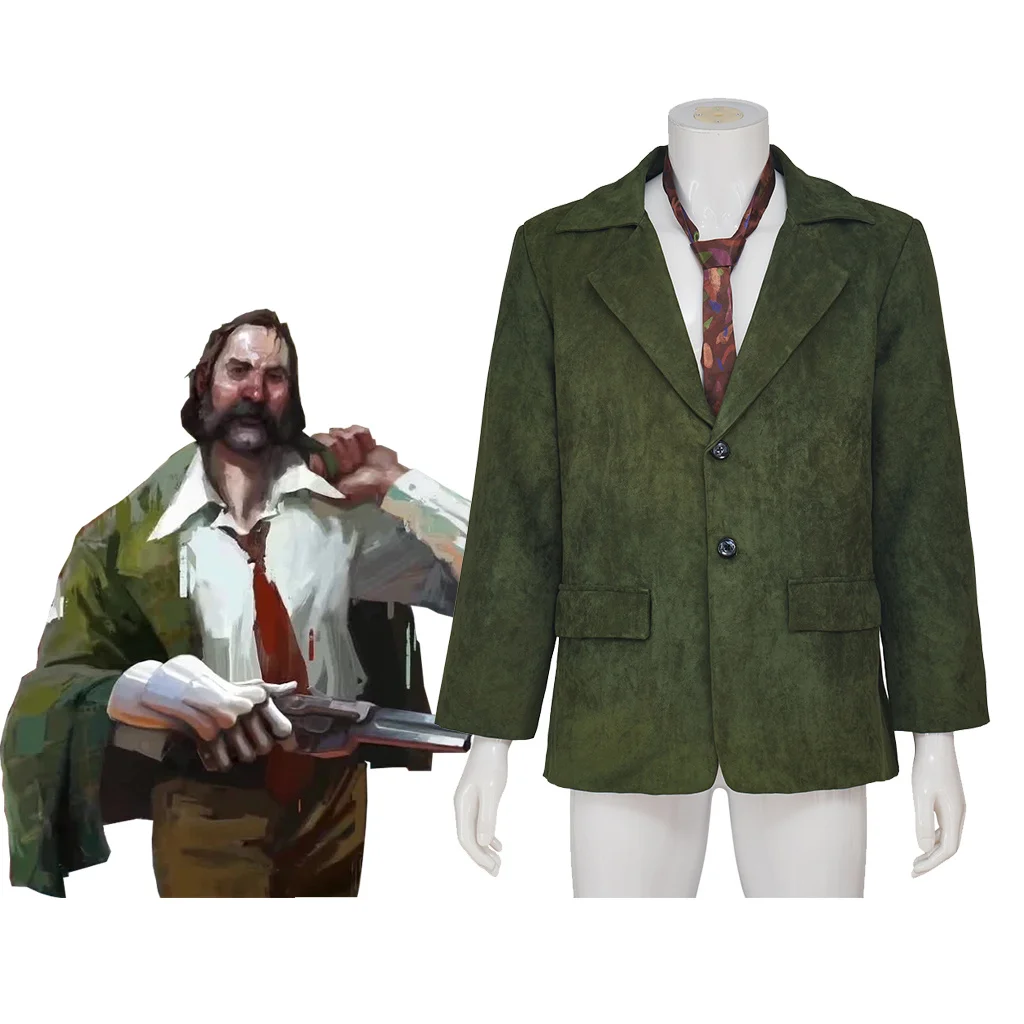 Gioco Disco Elysium Cosplay Harrier Du Bois Costume Green Jakcet Con Cravatta Set Harrier Du Bois Green Uniform Halloween Suit