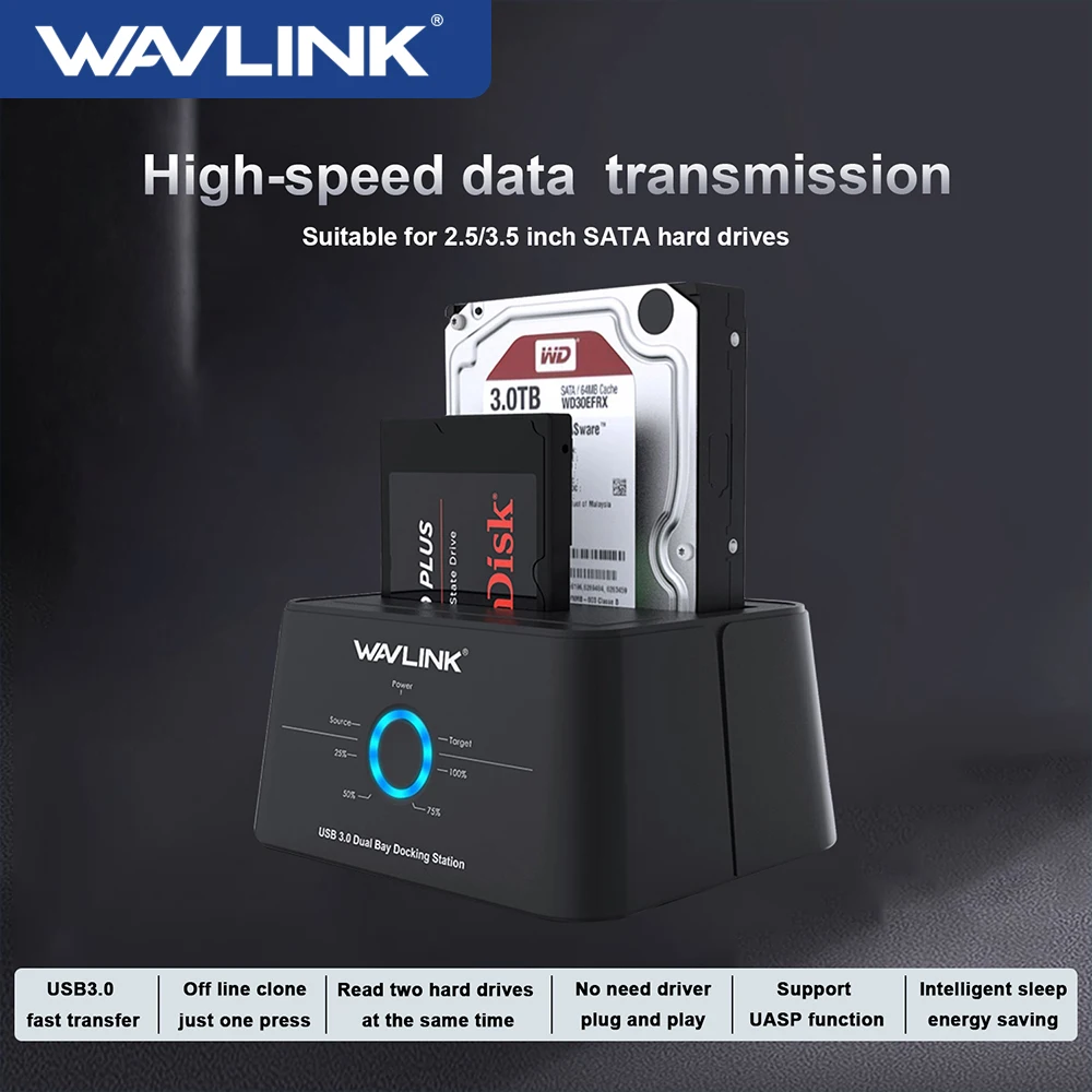 Wavlink Hdd Docking Station Sata Hard Drive Enclosure Sata A Usb 3.0 Adattatore Uasp Per 2.5 3.5 Ssd Disk Case Hd Box Dock