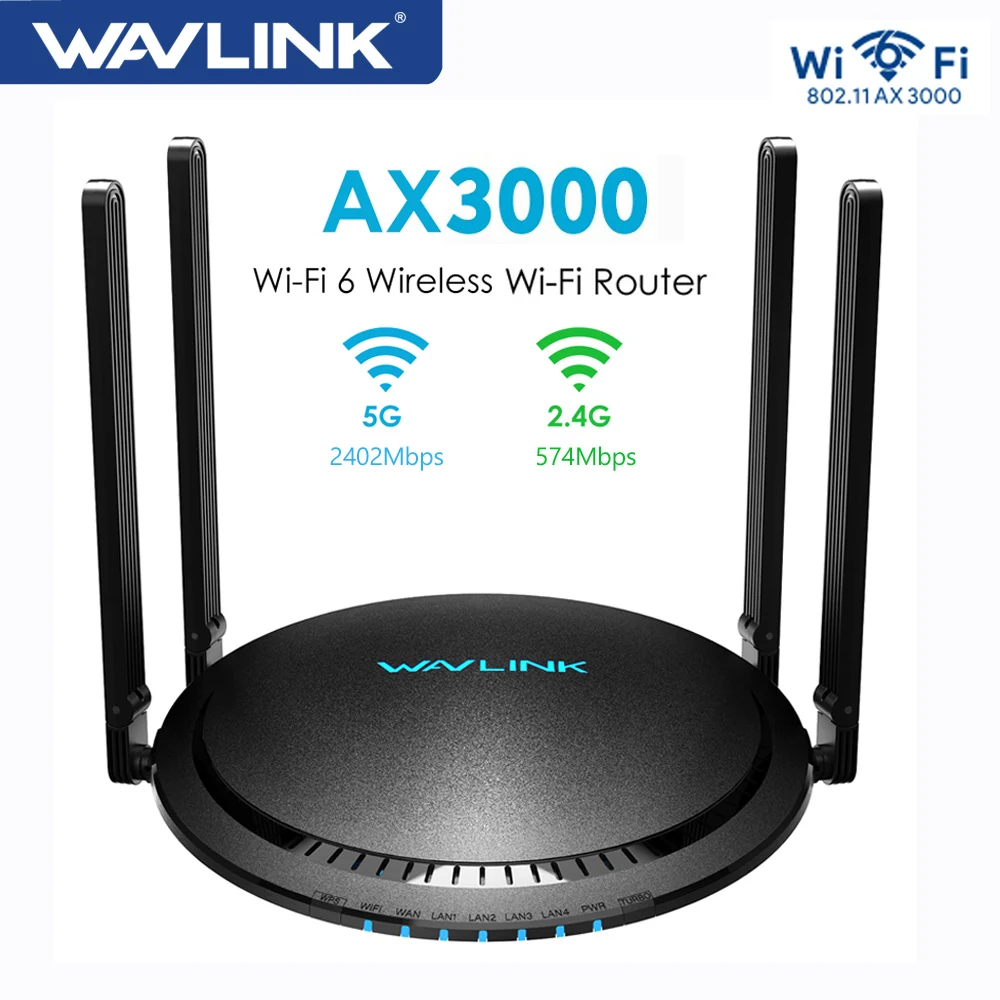 Wavlink Ax3000/Ax1800 Wifi 6 Router Dual Band 802.11Ax Router Internet Wireless Router Gigabit Con Antenne Ad Alto Guadagno 4 * 5Dbi Eu