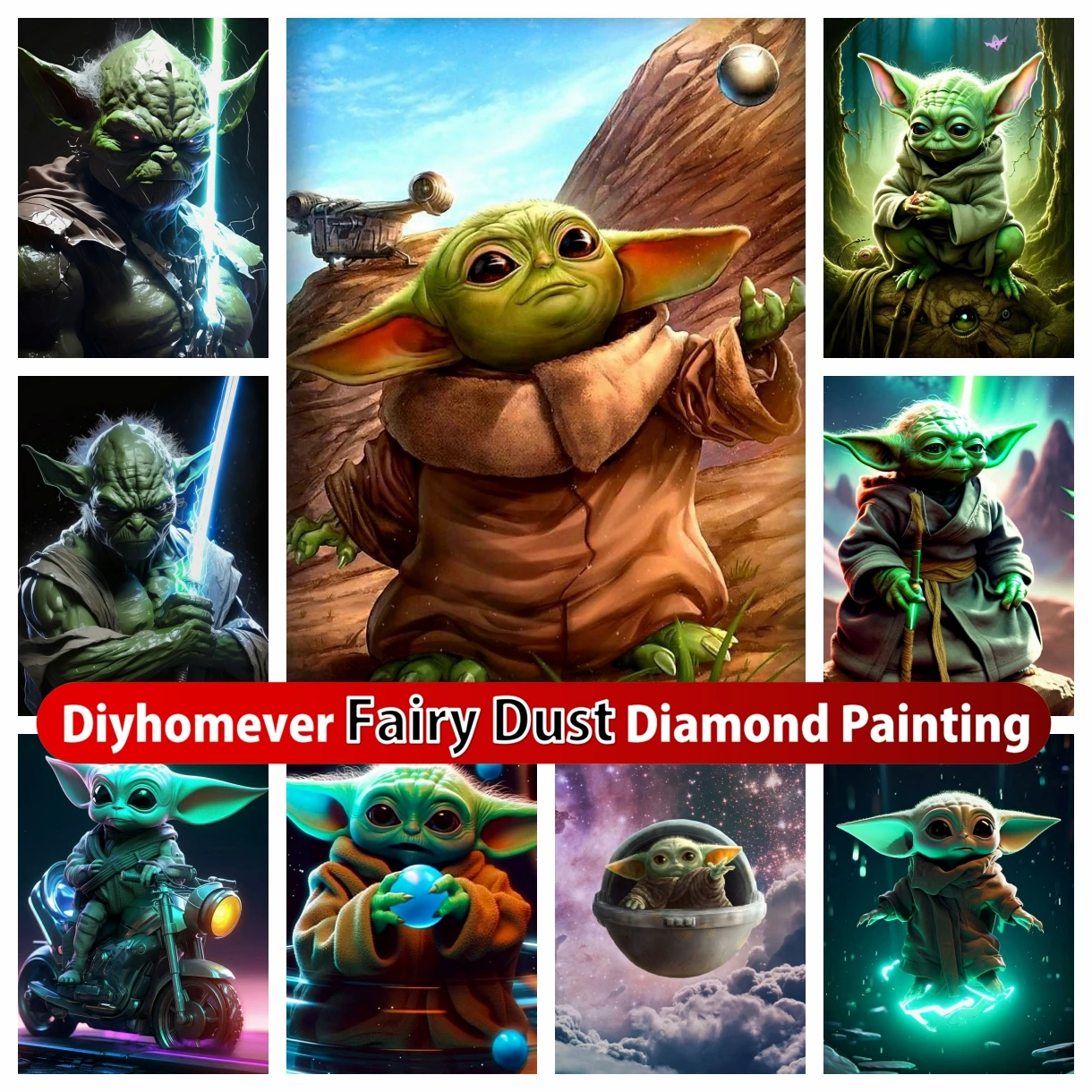 Yoda Baby Fairy Dust Diamond Painting Mosaic Star Wars Ricamo Cartoon Cross Stitch Picture Home Decor Regali Per Bambini