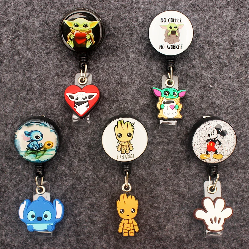 3Cm Disney Epoxy Two Face Mickey Yoda Style Portacarte Retrattile Badge Reel Nurse Exhibition Enfermera Girl And Boy Name Card