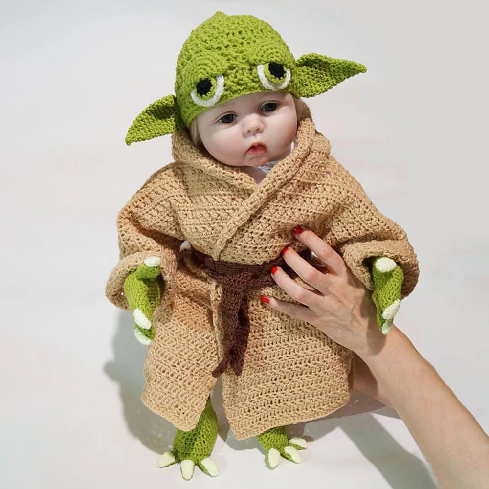 Baby Yoda Set Di Vestiti Per Bambini Crochet Yoda Costume Di Halloween Neonato Yoda Fotografia Puntelli Abbigliamento Per Cartoni Animati Per Neonato