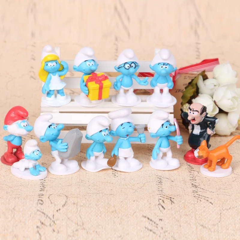 12 Pz Anime Smurfette Smurf Les Schtro Personaggi Dei Cartoni Animati Blue Sister Action Figure Collection Ornamenti Bambola Modello Giocattolo Regalo