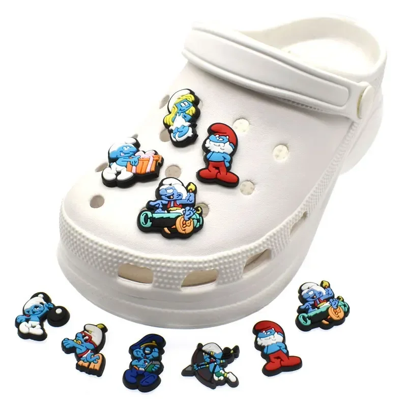 Smurf Film Shoe Charms Pvc Set Crocs Accessori Cartoon Shoe Decoration Per Croc Jibz Kids Party Halloween X-Mas Kids Gifts