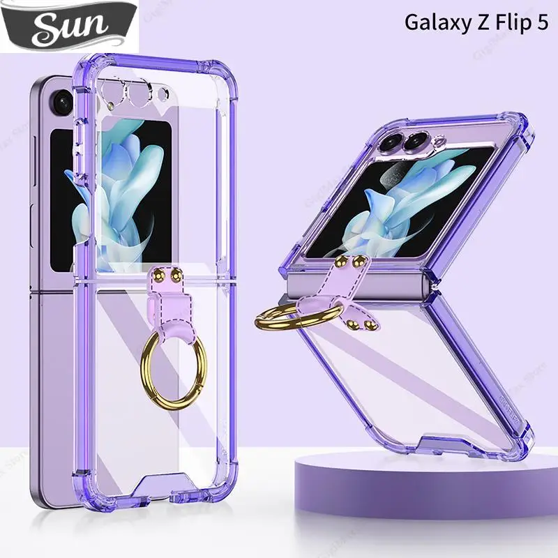 Custodia Trasparente Galaxy Z Flip 5 4 3 Flip5 Cover Antiurto Per Samsung Galaxy Z Flip 5 Flip4 Flip5 Flip3 Custodia Con Anello Z Flip5 Funda