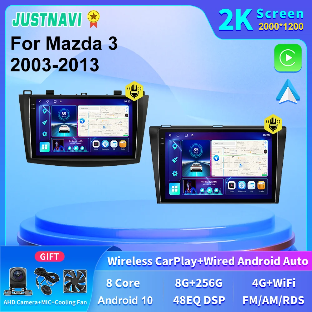 Autoradio Con Schermo Justnavi 2K Per Mazda 3 2003-2013 Stereo Carplay Con Bose Multimedia Video Dsp Player Autoradio Navigazione Gps