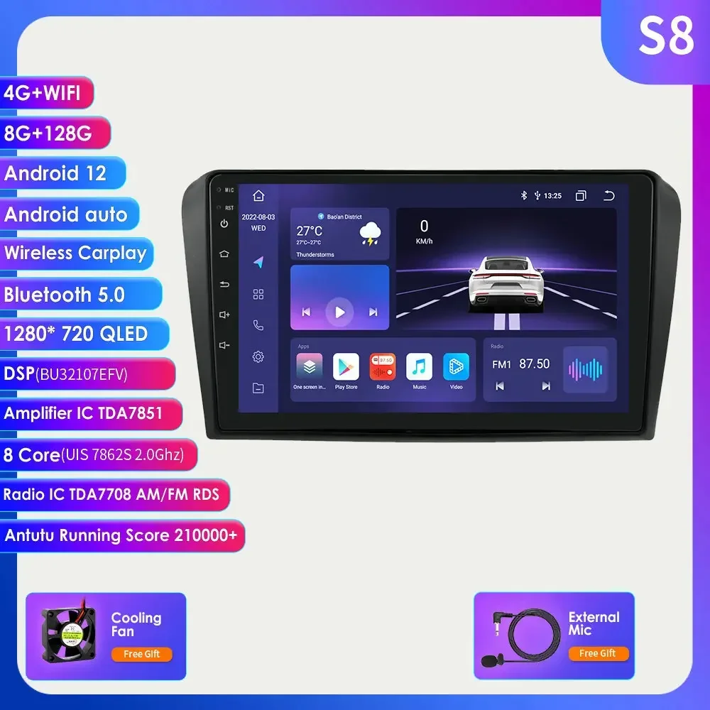 Android Auto Radio Per Mazda 3 2004-2009 Lettore Multimediale Navigazione Stereo Con Bose Carplay Head Unit 2Din Autoradio Stereo
