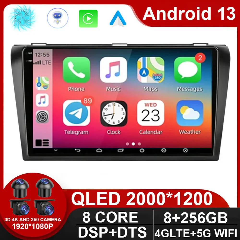 Android 13 Car Radio For Mazda 3 2004 2005 2006 2007 2008 2009 2Din With Bose Multimedia Player Carplay Stereo Gps Head Unit