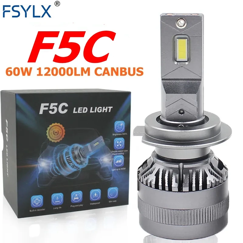 F5C 120W 12000Lm H7 H11 9005 9006 H1 Lampadine A Led Led H7 Kit Fari Fendinebbia H4 H7 H8 H16 Lampade A Led Per Auto Fari A Led Lampadina  K5C