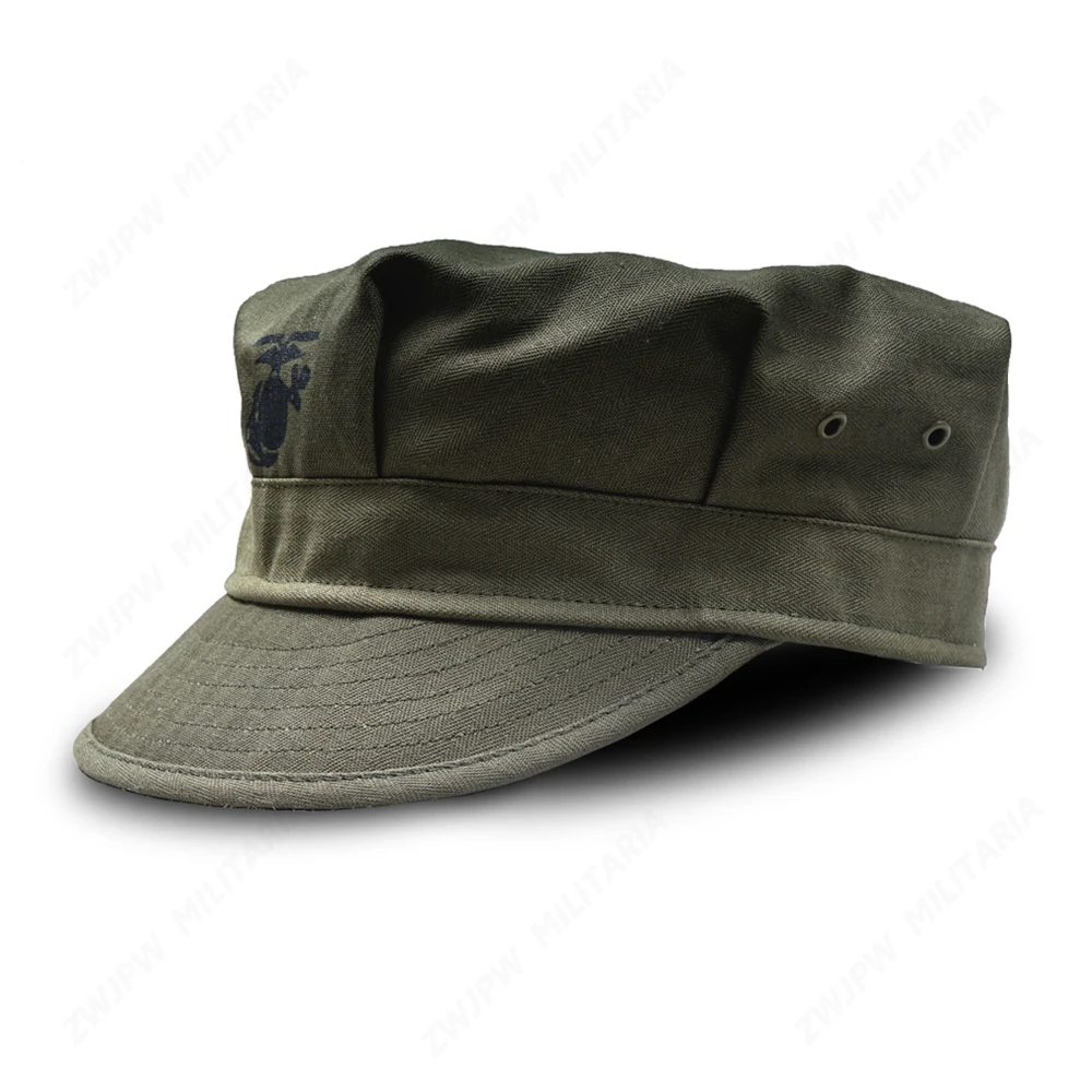 Ww2 Us Hbt Usmc Pacific Camouflage Khaki Marine Corps Cap Hat