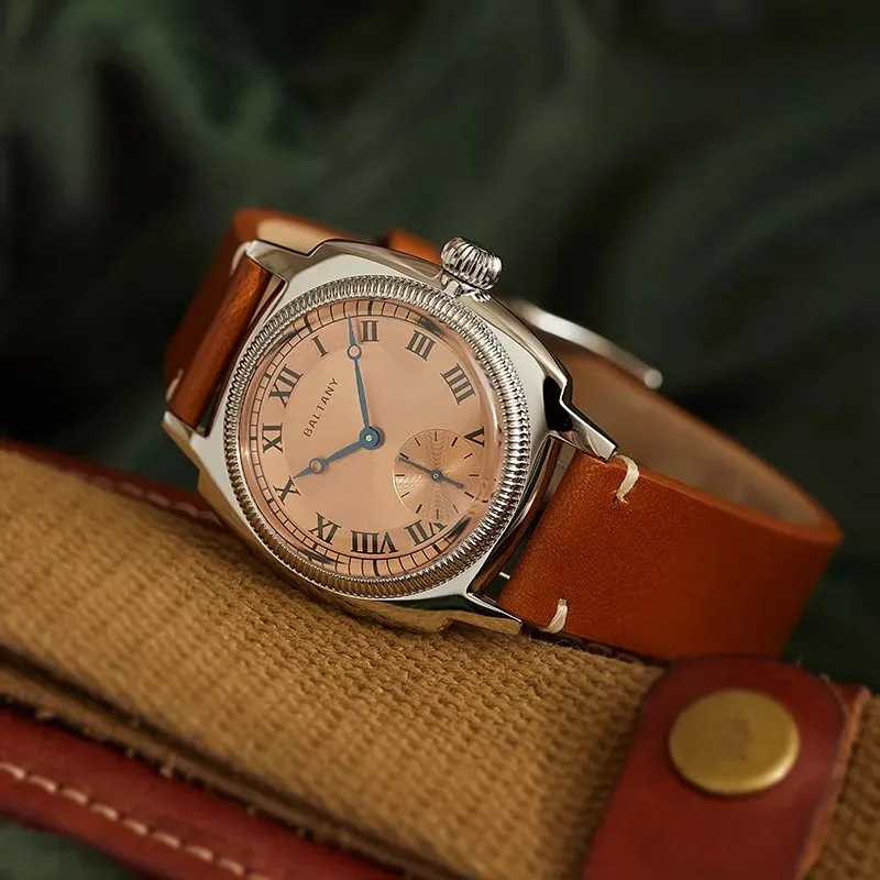 Abito Vintage Wristatch S4037 Humage 1926 Oyster Salmon Dial Retro Square Case 100M Orologio Da Polso Con Bracciale In Maglia D'Acciaio Impermeabile