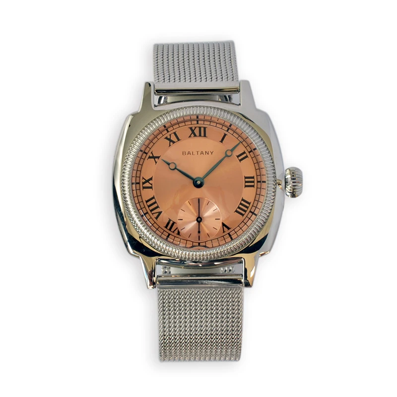 Abito Vintage Wristatch S4037 Humage 1926 Oyster Salmon Dial Retro Square Case 100M Orologio Da Polso Con Bracciale In Maglia D'Acciaio Impermeabile