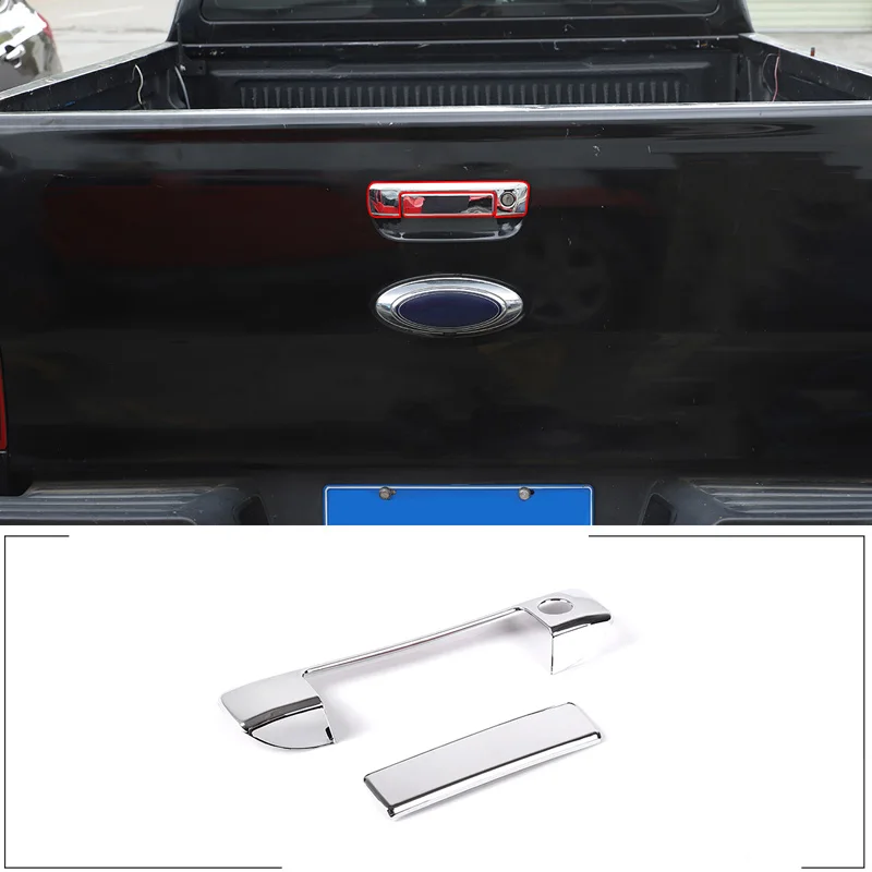 Per 2015-22 Ford Ranger Wildtrak T6 T7 T8 Abs Argento Copertura Della Maniglia Del Portellone Posteriore Dell'Auto Con Smart Hole Sticker Accessori In