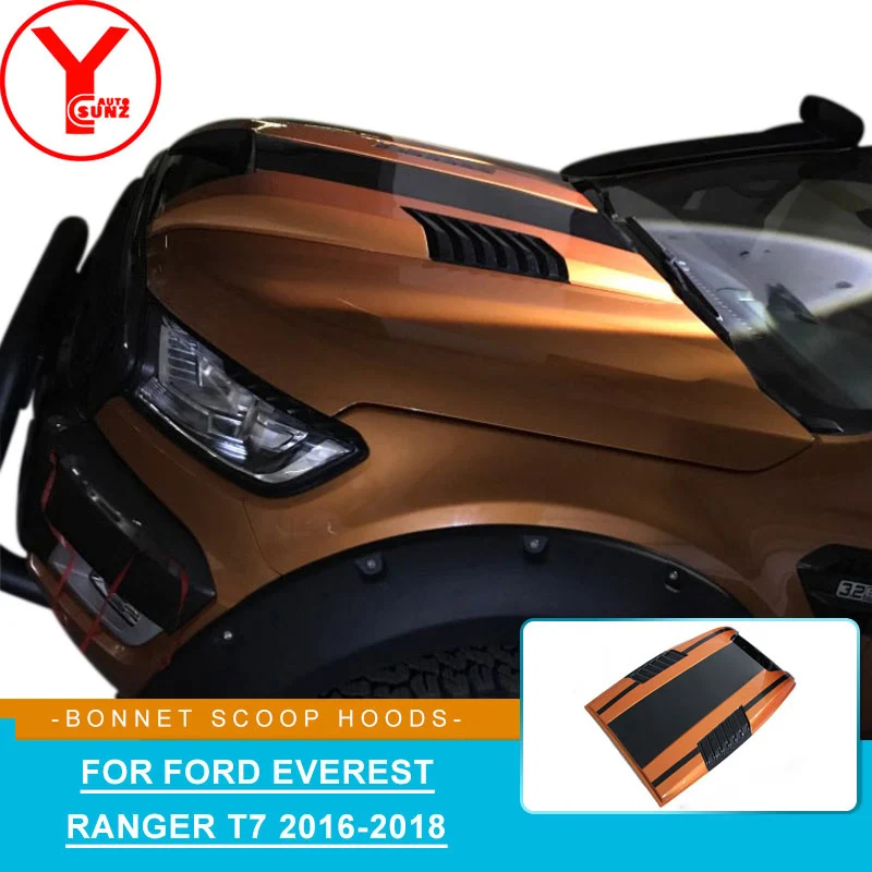 Ycsunz Orange Nero Bonnet Ramaioli Cappuccio Di Copertura Hood Scoop Ricambi Auto Accessori Per Ford Everest Ranger T7 Wildtrak 2016 2017 2018