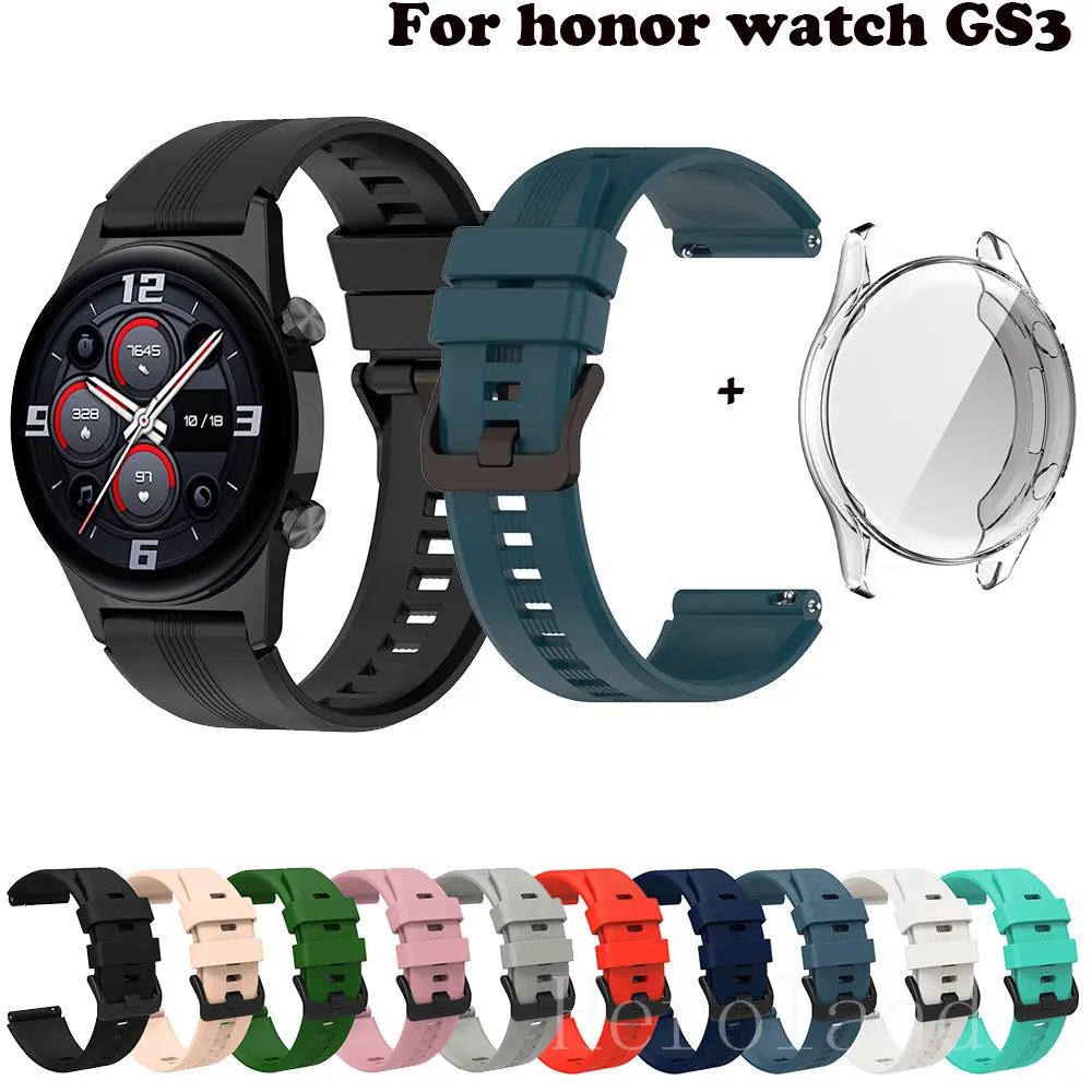 Cinturino 22Mm Cinturino Per Orologio Honor Gs3 Cinturino Smartwatch Per Orologio Honor Gs 3 Cinturino Cinturino In Silicone + Custodia Per Schermo