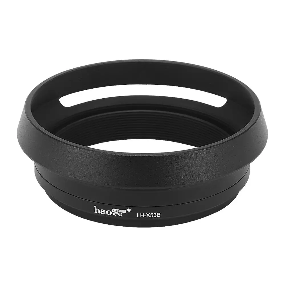 Haoge Hg-Lh-X53B 3In1 Lens Hood Con Anello Adattatore Con Cap Set Per Fujifilm X70 X100 X100S X100T X100F X100V Macchina Fotografica Nero