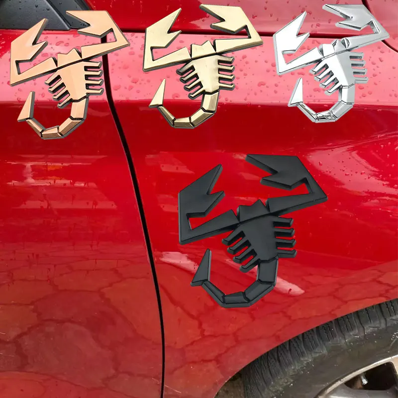 3D Metal Scorpion Emblem Badge Decal Scorpion Chrome Car Sticker Per Fiat Abarth 500 595 596 Car Door Fender Trunk Rear Decor