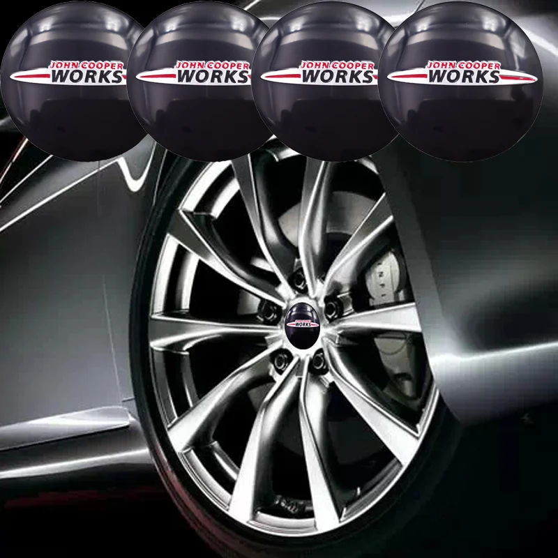Antiniya 4Pcs/56Mm Works Logo Car Styling Wheel Center Hub Cap Sticker Per Mini Cooper S R50 R53 R56 F56 Countryman Emblem Badge