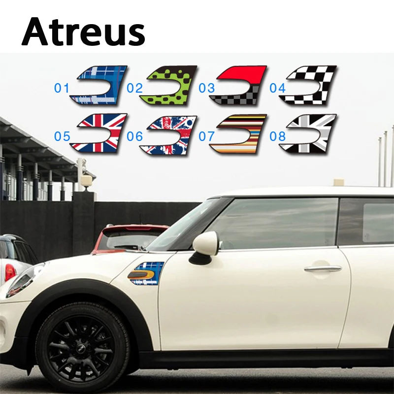 Atreus 2Pcs 3D Car-Styling Car Head Window Door Side Stickers Cover Per Mini Cooper R56 R50 R53 F56 F55 R60 R57