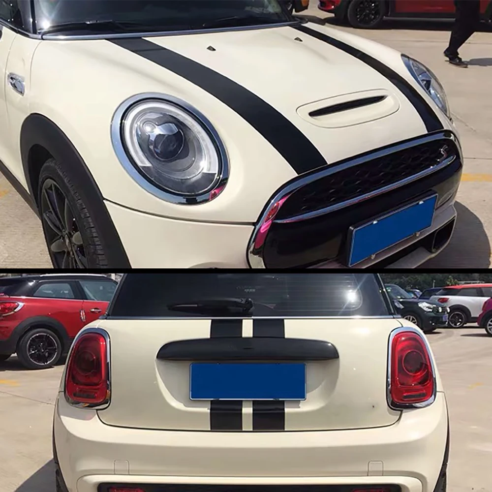 2X New Car Outdoor Bonnet Stripes Hood Sticker Cover Decalcomania In Vinile Adatta Per Mini Cooper R50 R53 R56 R55 Nero/Bianco/Rosso Dwm2754536